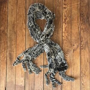 Cozy rabbit scarf Lord and Taylor Black and Gray